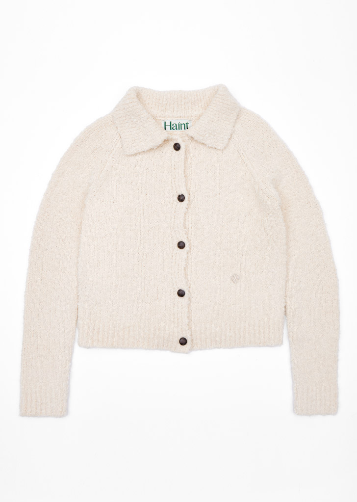 COLLAR BOUCLE KNIT CARDIGAN_2COLORS_IVORY