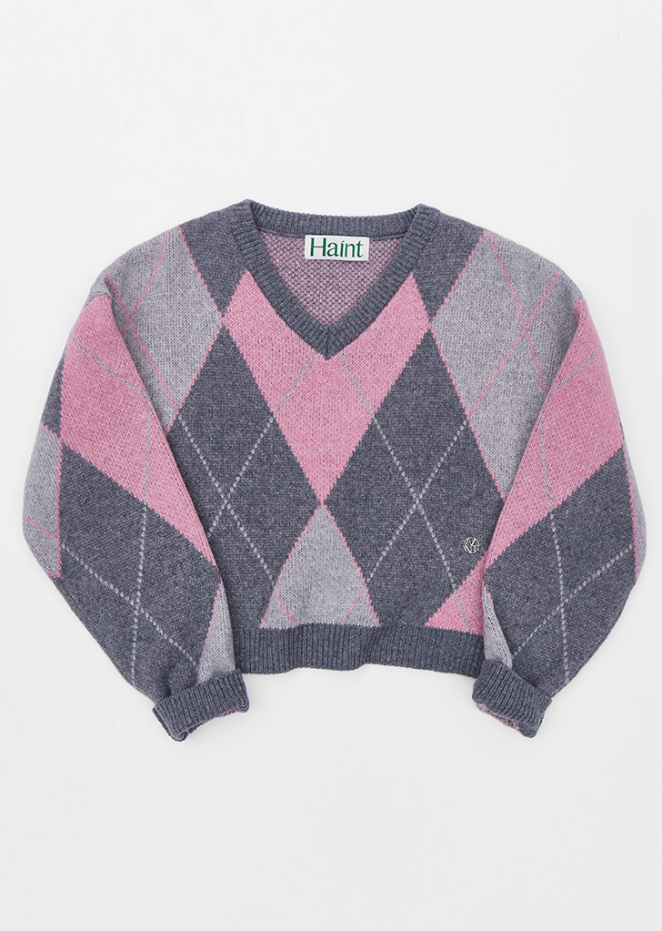 CLASSIC WOOL ARGYLE KNIT_2COLORS_PINK
