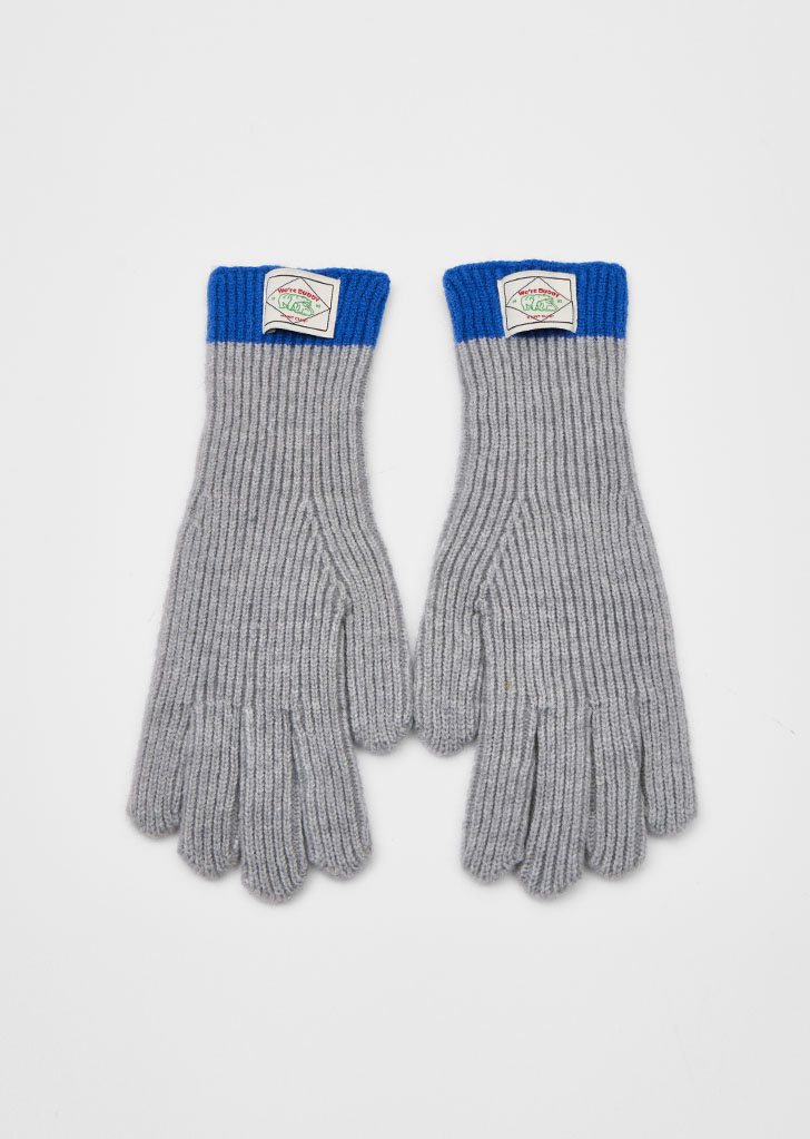 TWO TONE RIBBED LONG GLOVES_4COLORS_GRAY