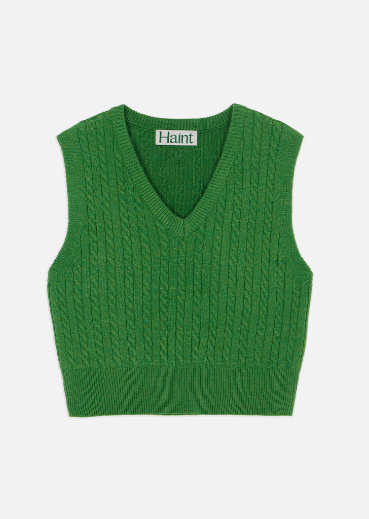 BOLD CABLE KNIT VEST_2COLORS_GREEN