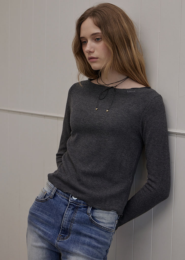 DAILY FRILL ROUND T-SHIRT_2COLORS_CHARCOAL