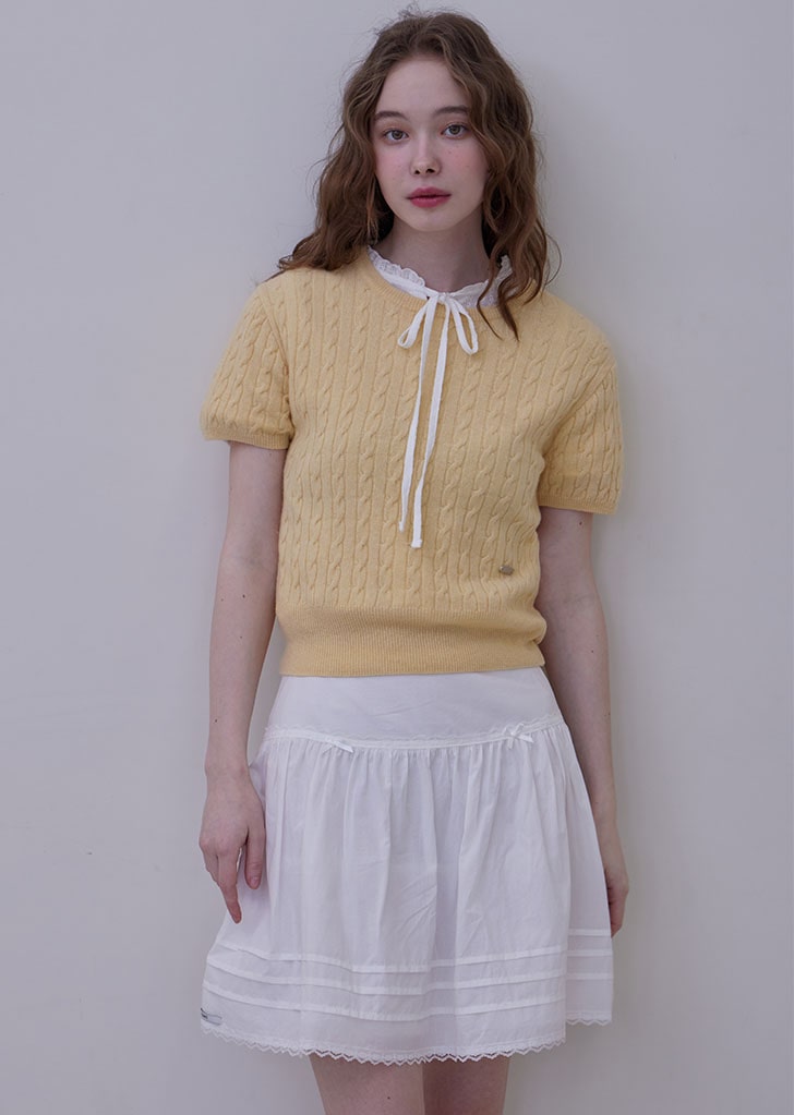 DARIN CASHMERE CABLE KNIT TOP_3COLORS_YELLOW